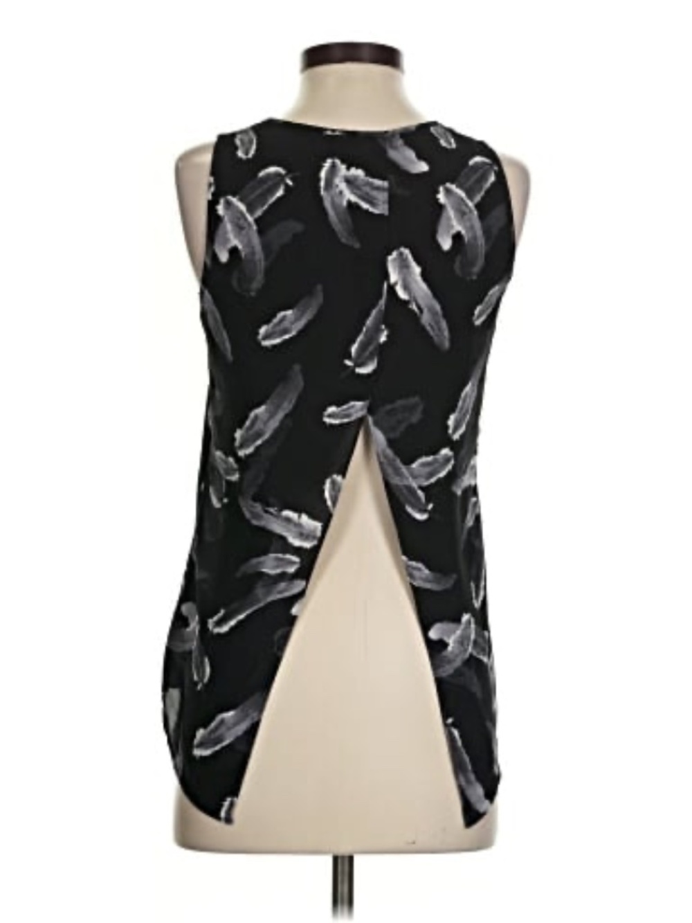 Express Women's Sleeveless Blouse/Tank Top Split Back Feather Print Size XS